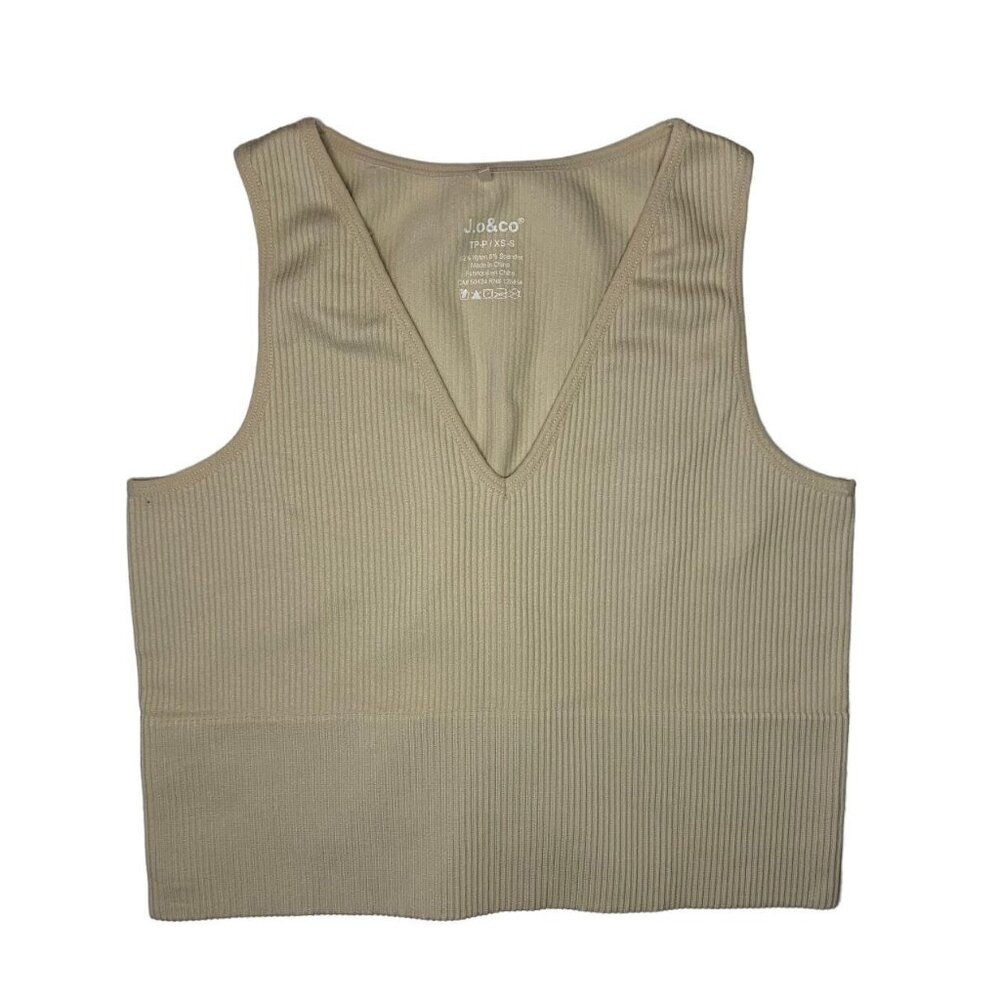 J.o&co Cream Ribbed Tank Top
